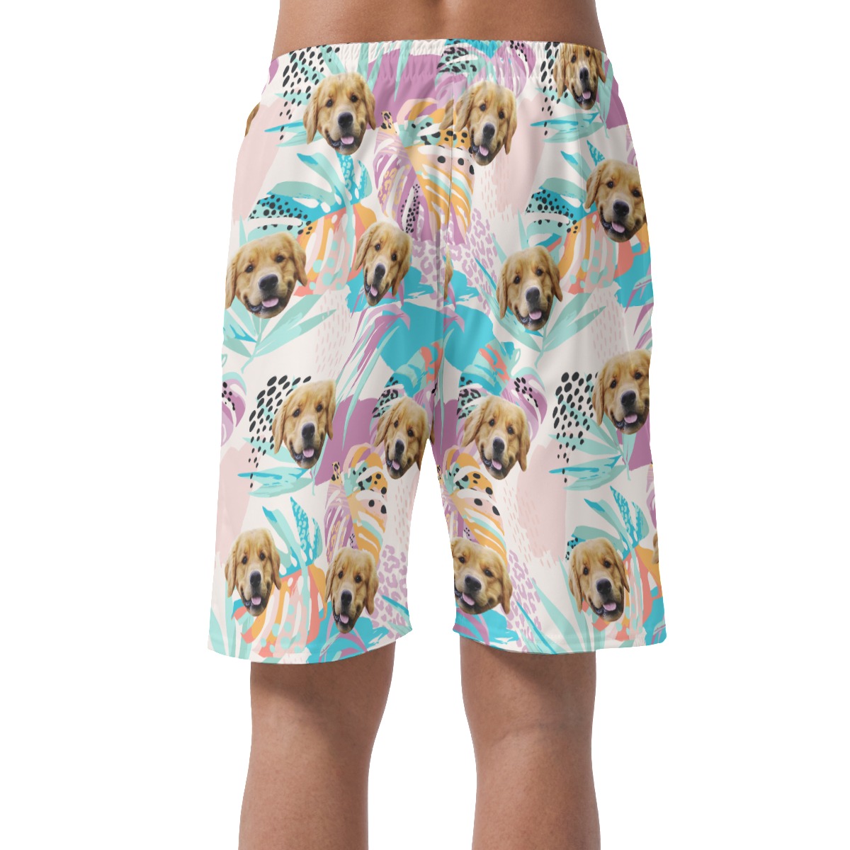 Customized Tropical Hawaiian Beach Shorts With Dog Face