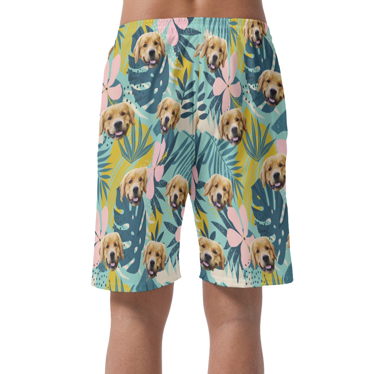 Custom Men's Tropical Hawaiian Summer Shorts With Dog Face