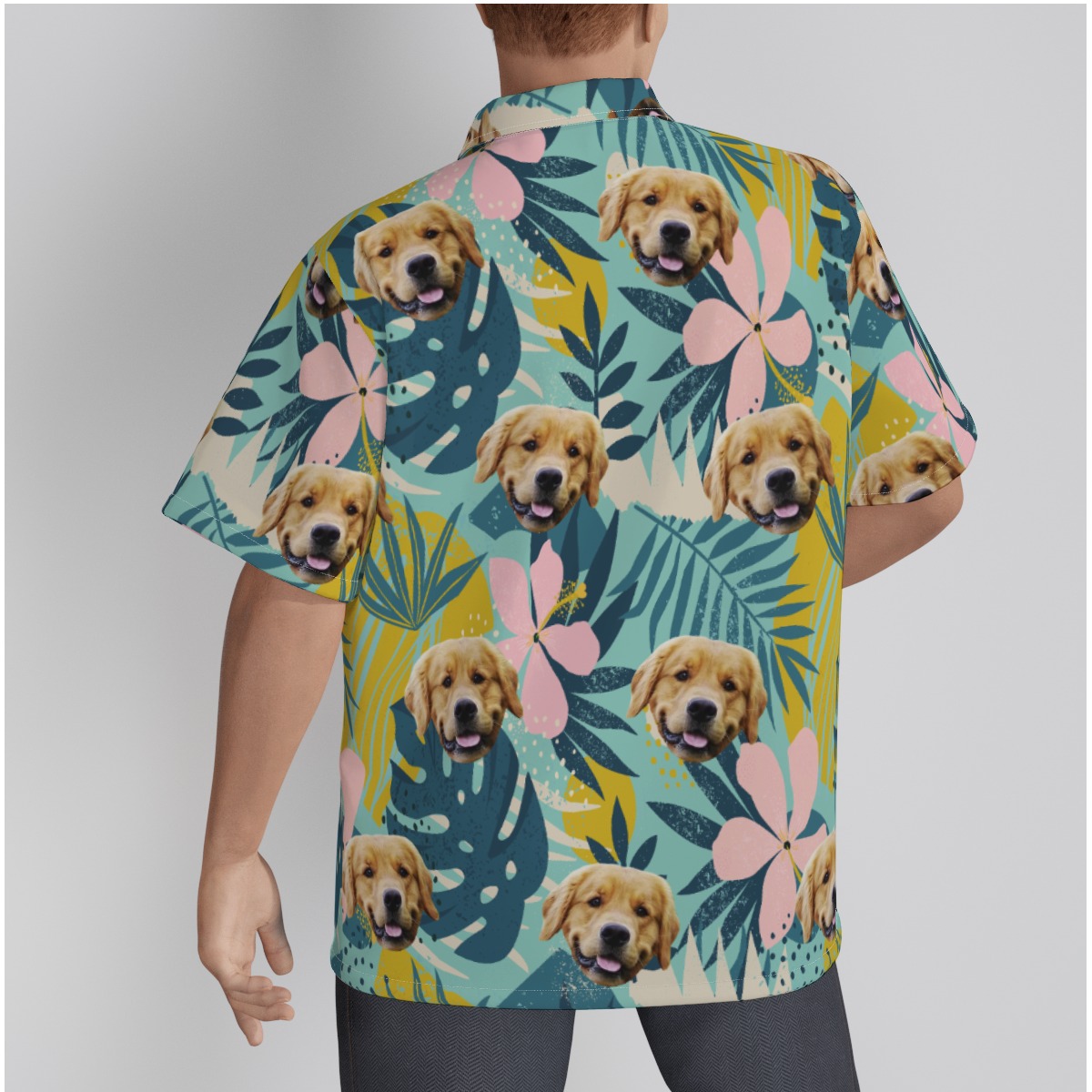 Tropical Custom Men's Hawaiian Shirt With Dog Face