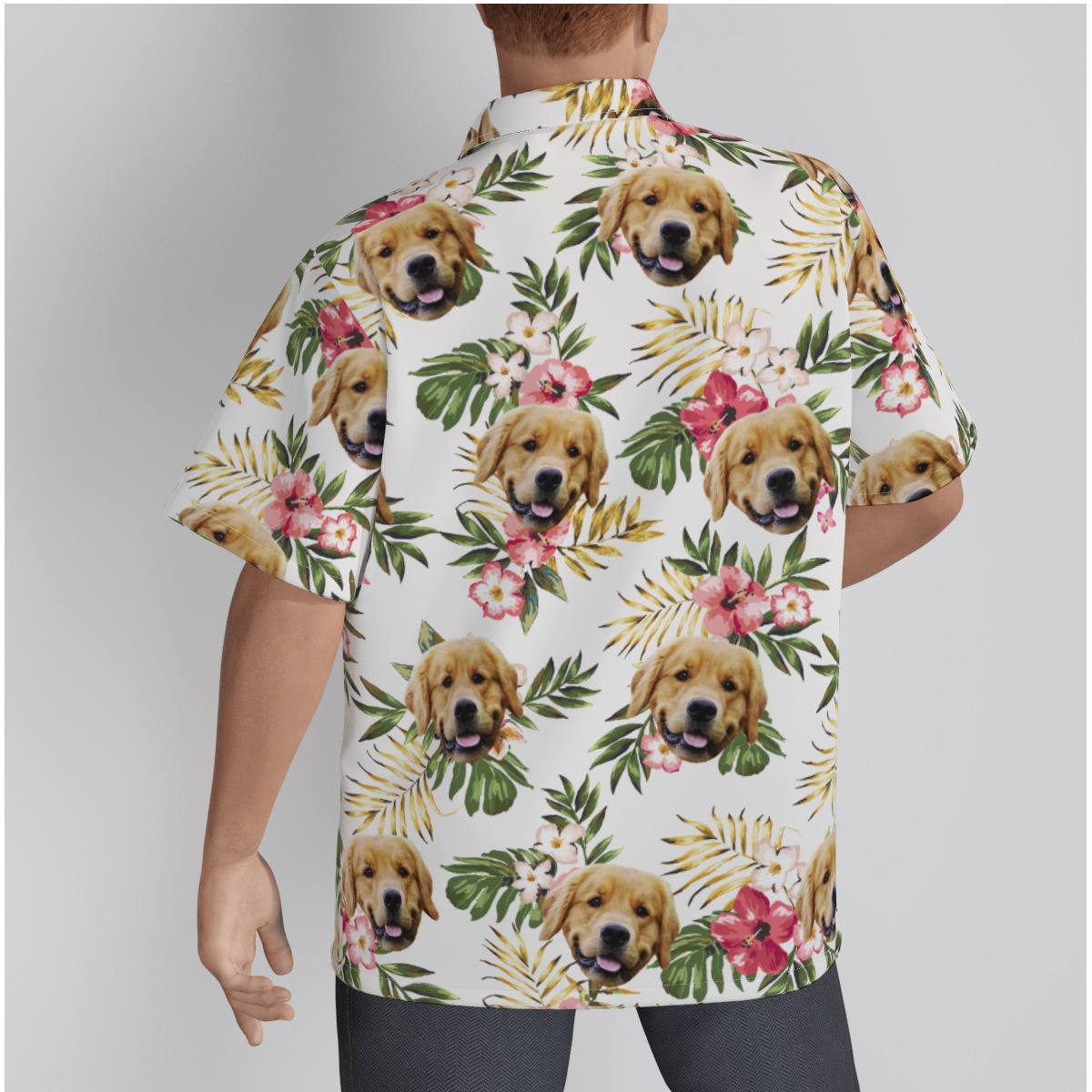 Custom Floral Hawaiian Shirt With Dog Face