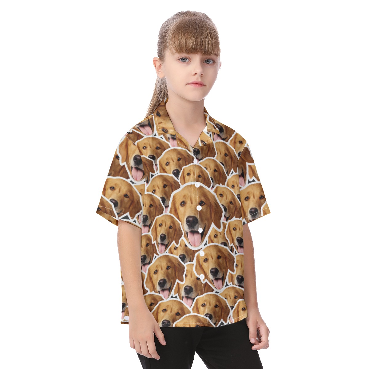 Custom Kid's Hawaiian Shirt With Multiple Dog Faces
