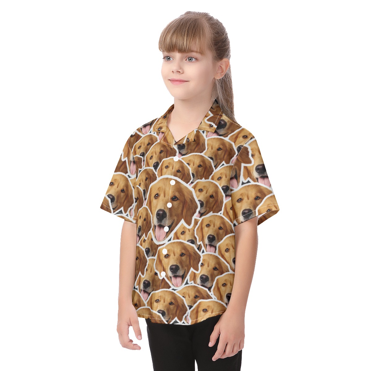 Custom Kid's Hawaiian Shirt With Multiple Dog Faces
