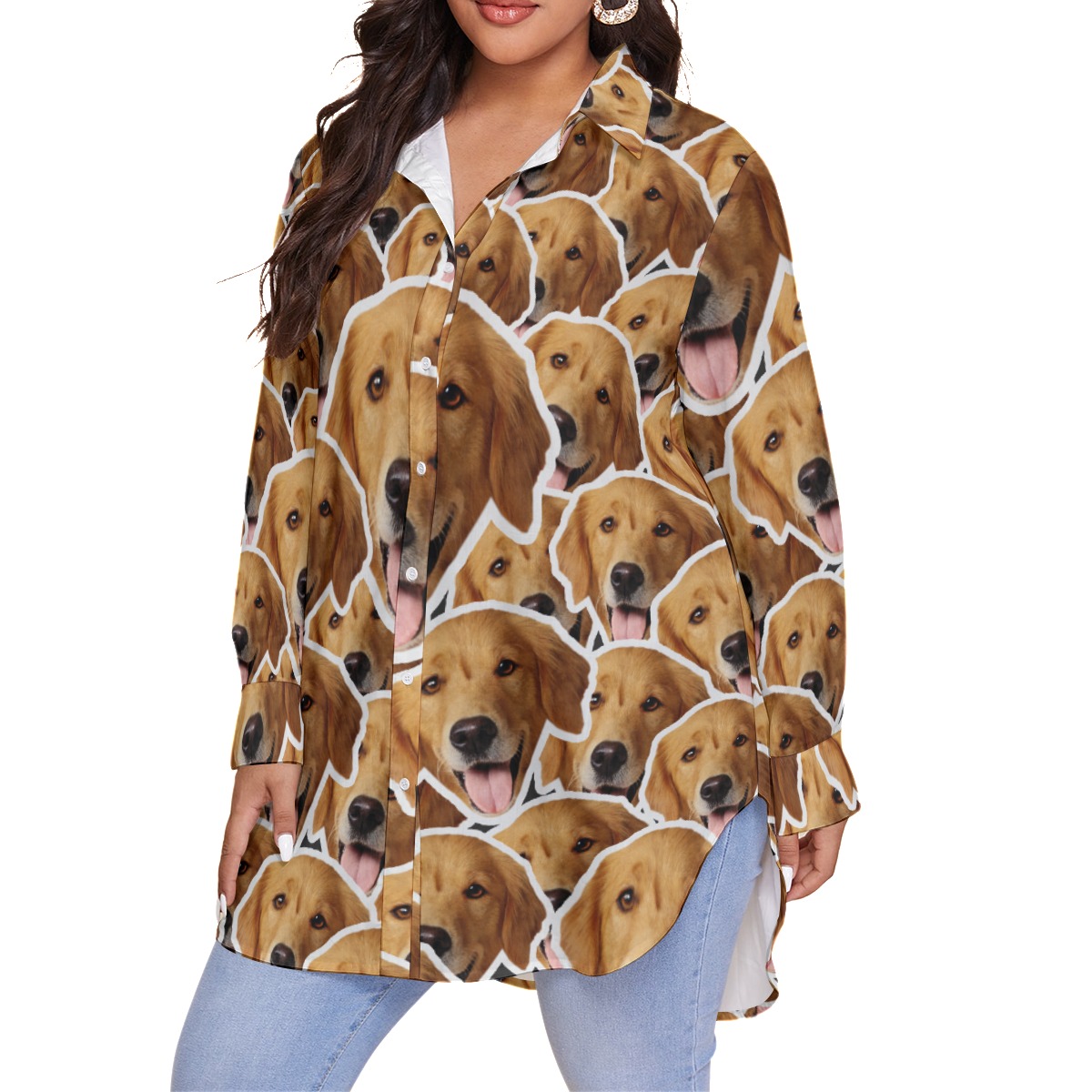 Unique Custom Dog Faces Women's Hawaiian Plus Size Shirt
