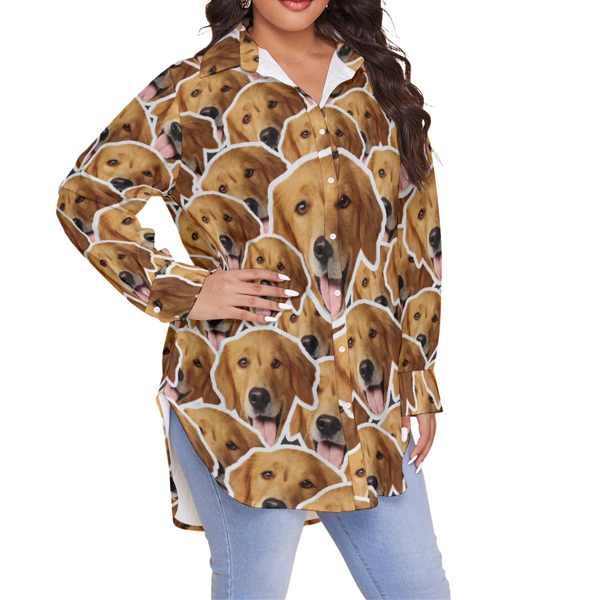 Unique Custom Dog Faces Women's Hawaiian Plus Size Shirt