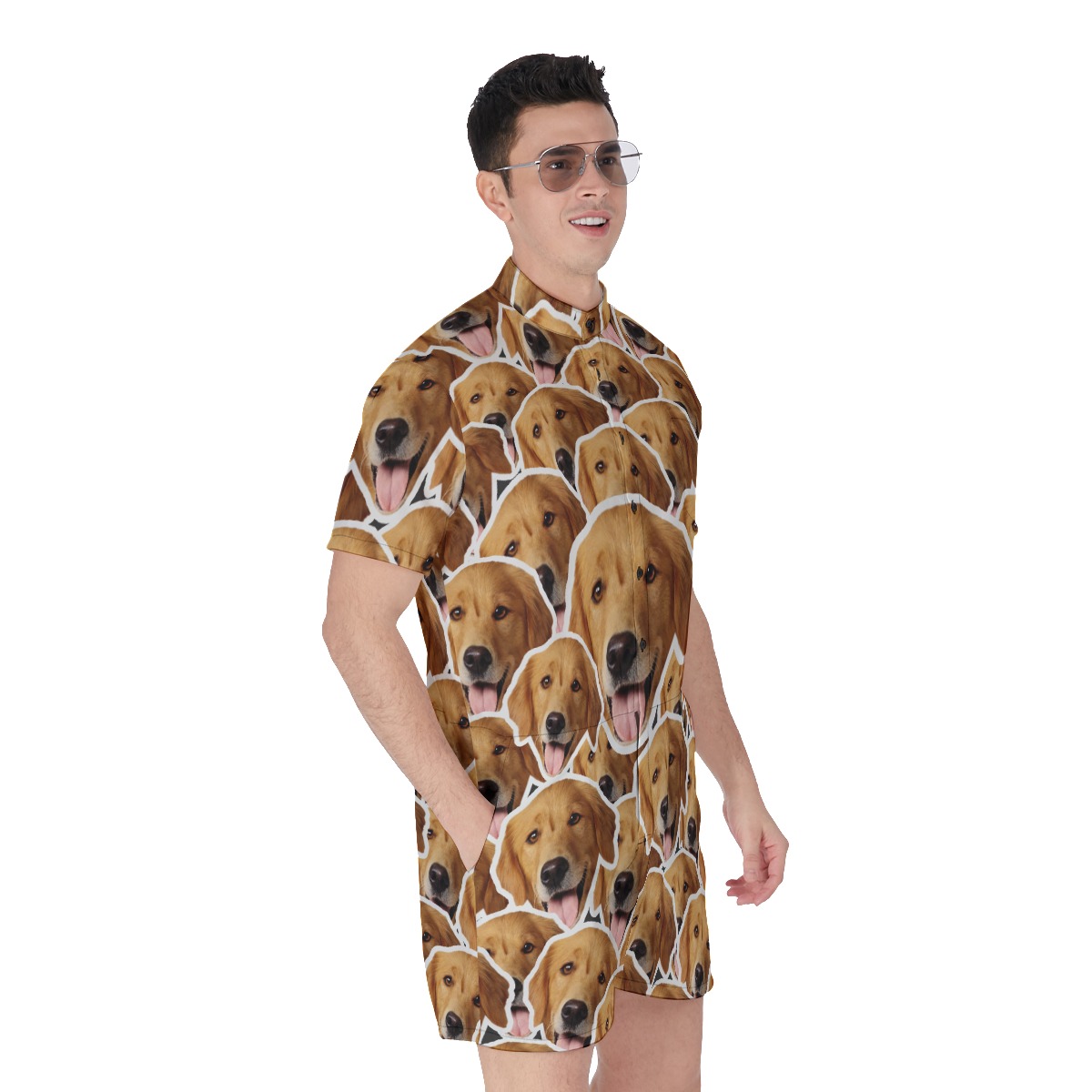 Unique Custom Multiple Dog Faces Hawaiian Romper For Men