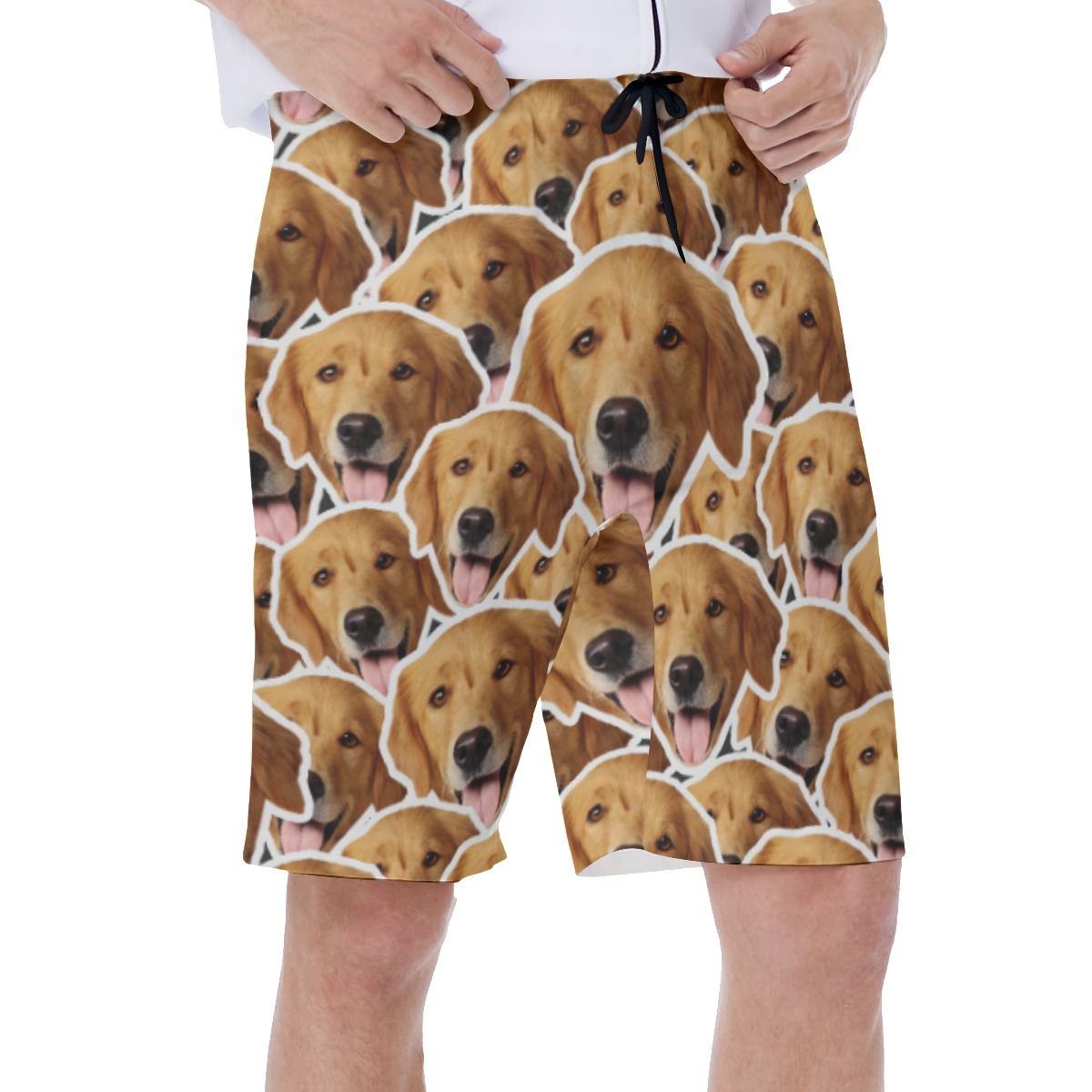 Funny Custom Hawaiian Swim Trunks With Dog Faces