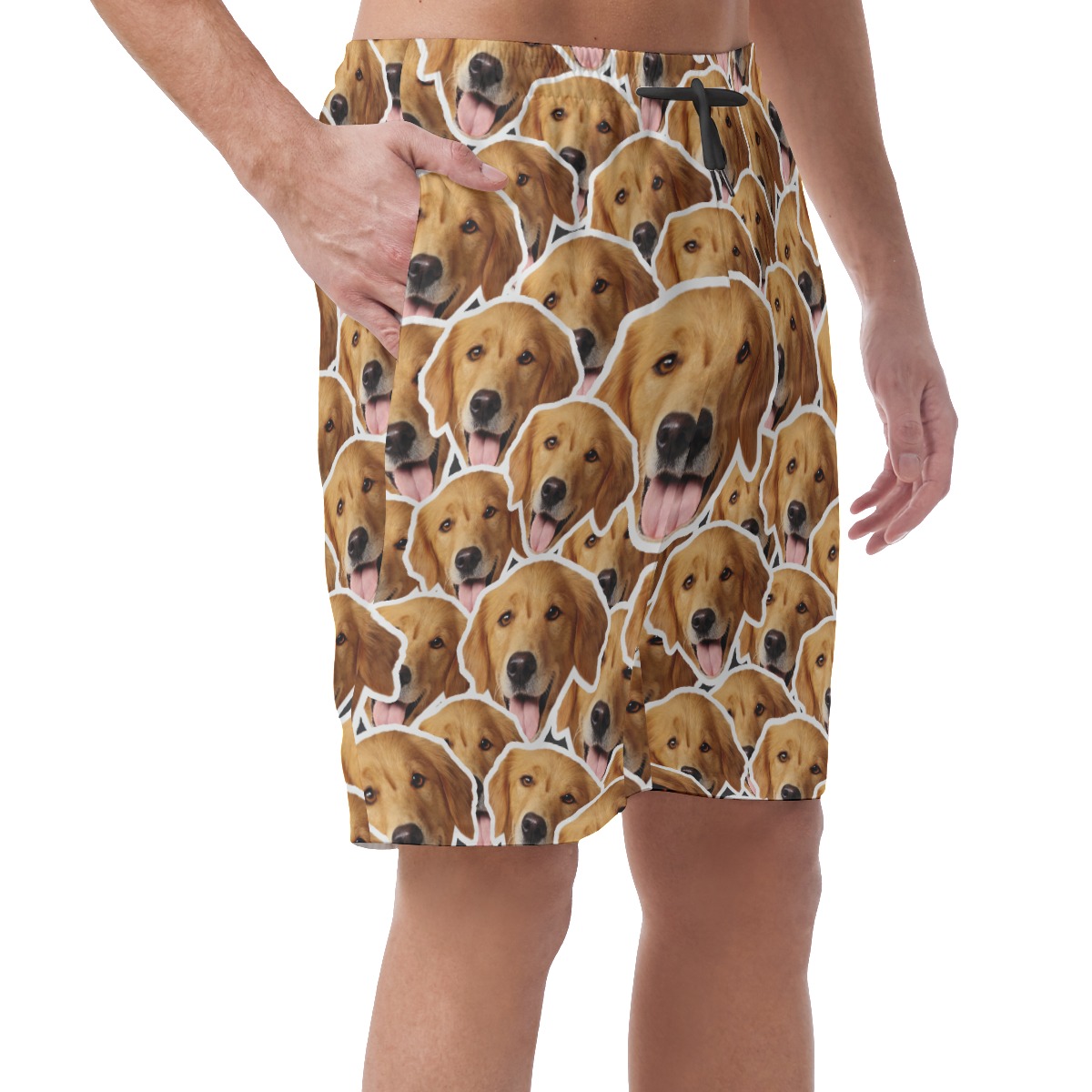 Funny Custom Multiple Dog Faces Hawaiian Beach Shorts For Men