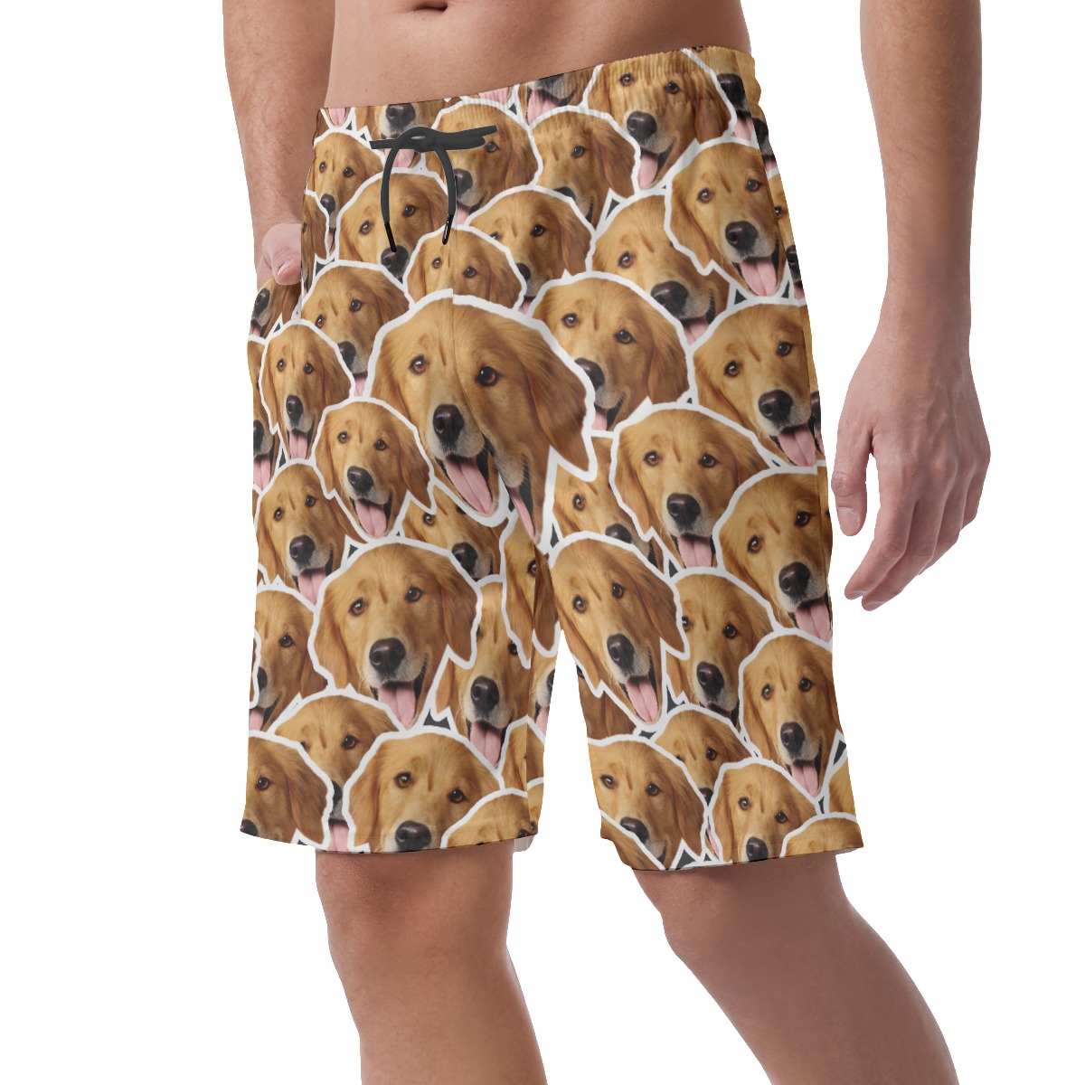 Funny Custom Multiple Dog Faces Hawaiian Beach Shorts For Men