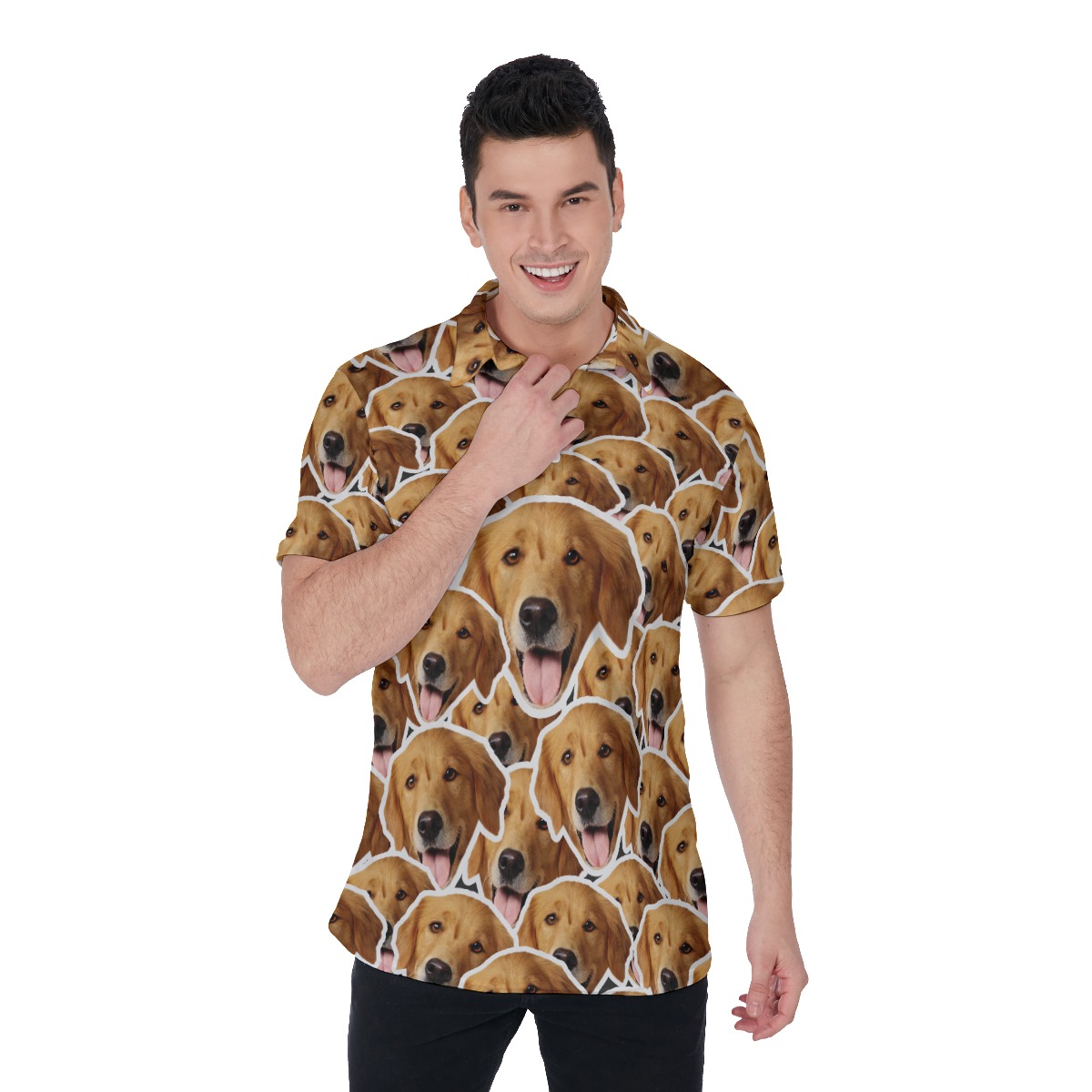Personalized Hawaiian Polo Shirt With Multiple Dog Faces - variant image 1