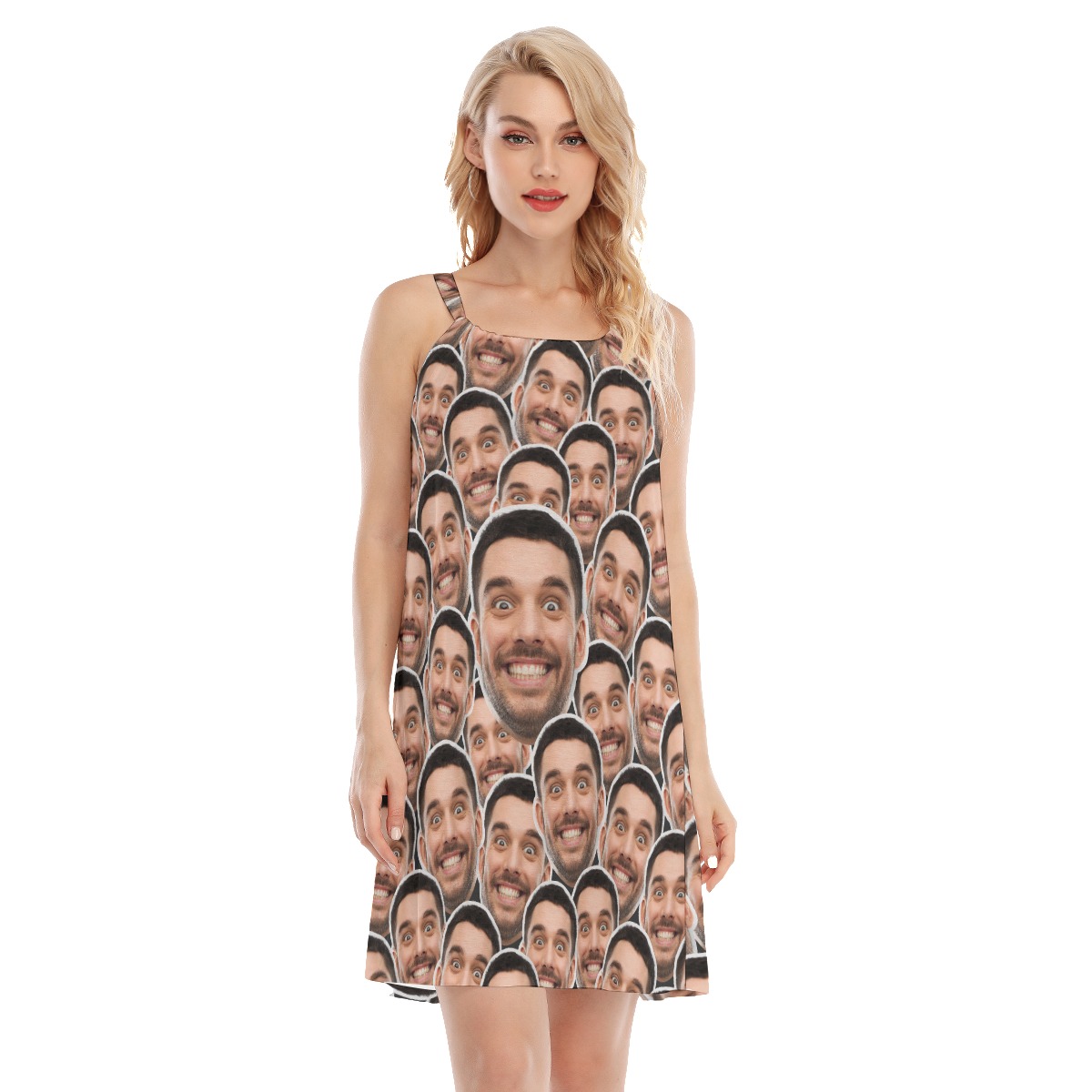 Custom Multi Faces Hawaiian Cami Dress For Summer - variant image 1
