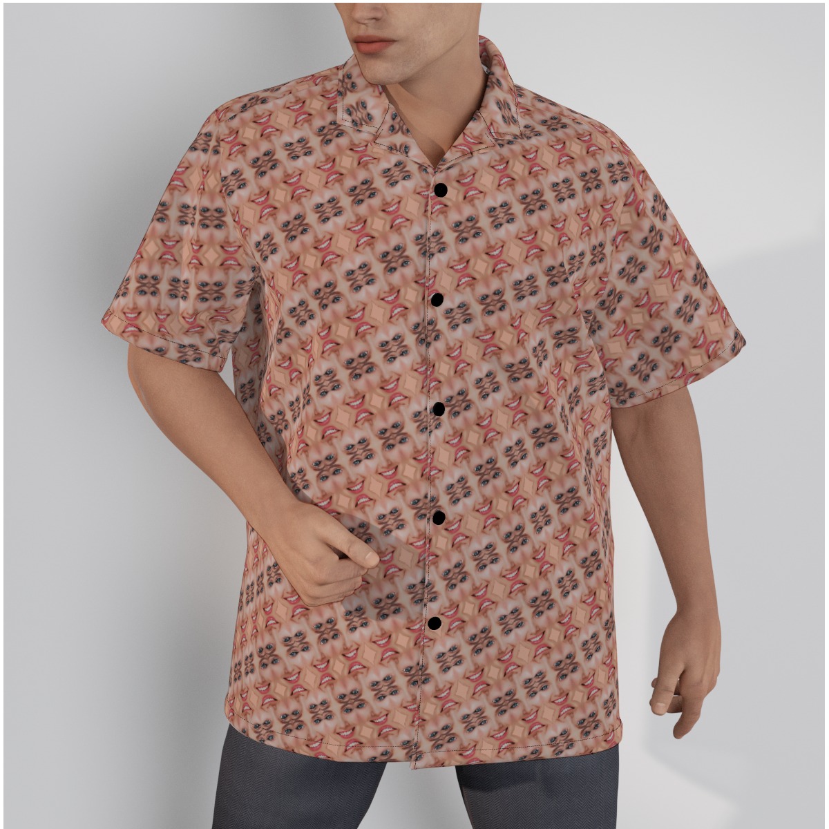 Funny Custom Face Hawaiian Shirt With Optical Illusion Personalised Pattern Design - variant image 1