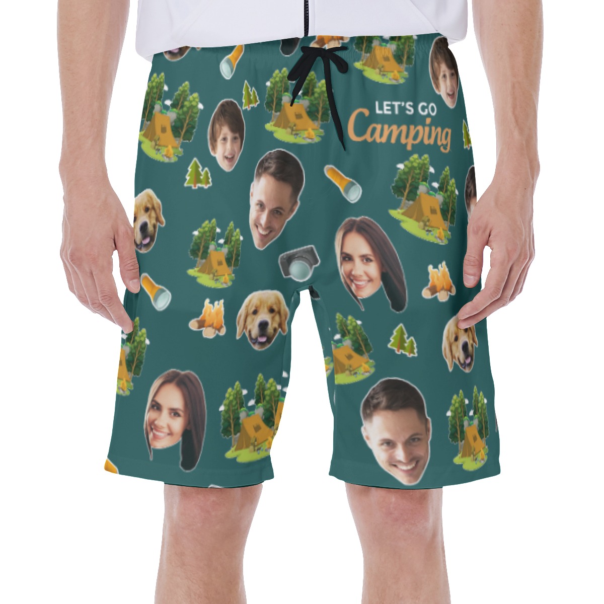 Custom Hawaiian Swim Trunks With Multiples Faces Theme Camping - variant image 1