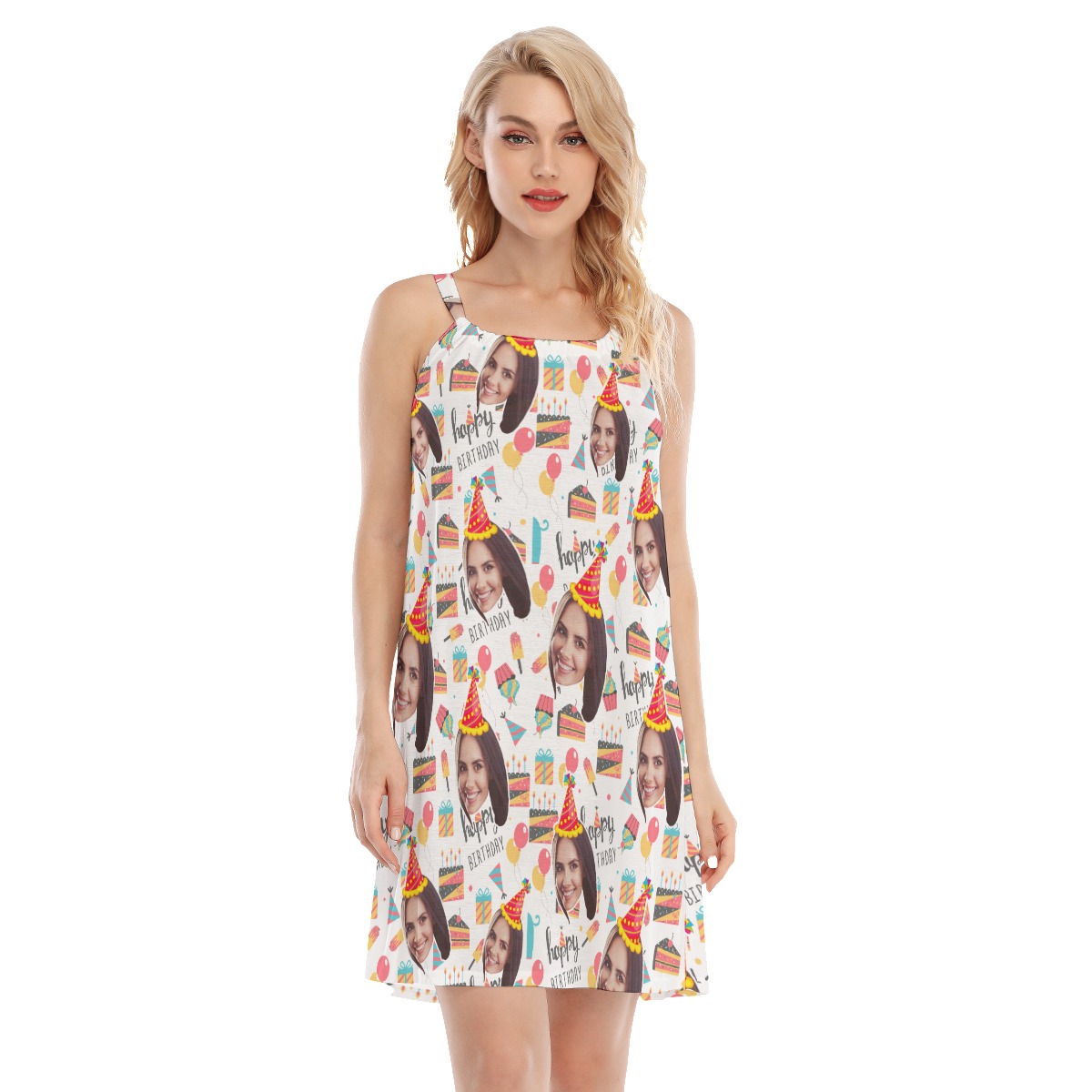 Happy Birthday Custom Face Aloha Summer Dress For Women - variant image 1