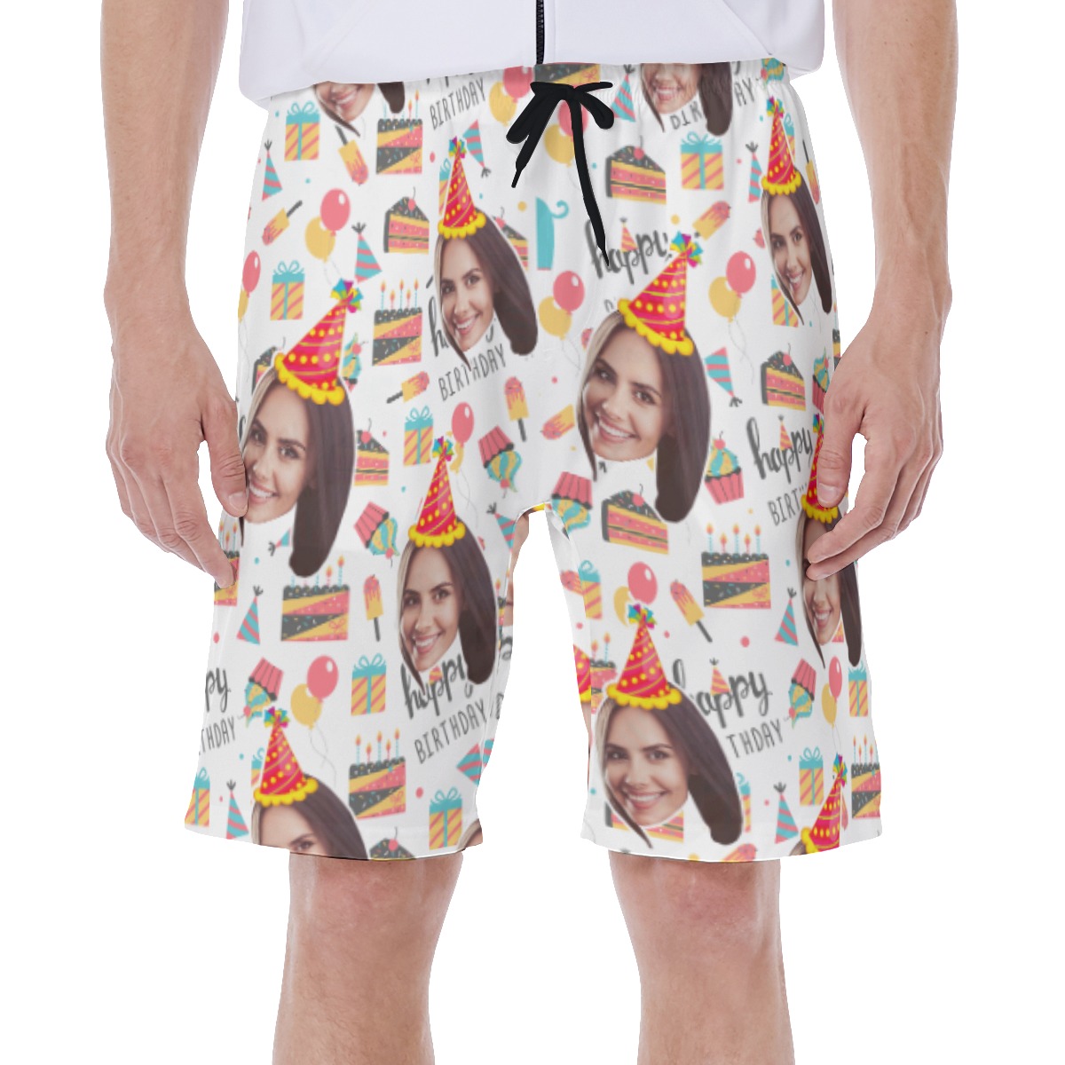 Custom Face Happy Birthday Hawaiian Swim Trunks For Men - variant image 1