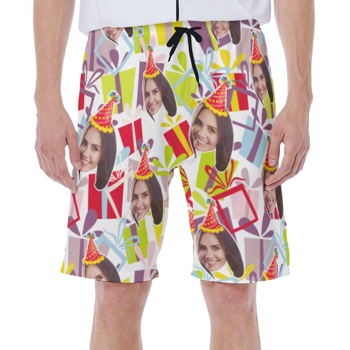 Funny Birthday Custom Face Hawaiian Swim Trunks For Men - variant image 1