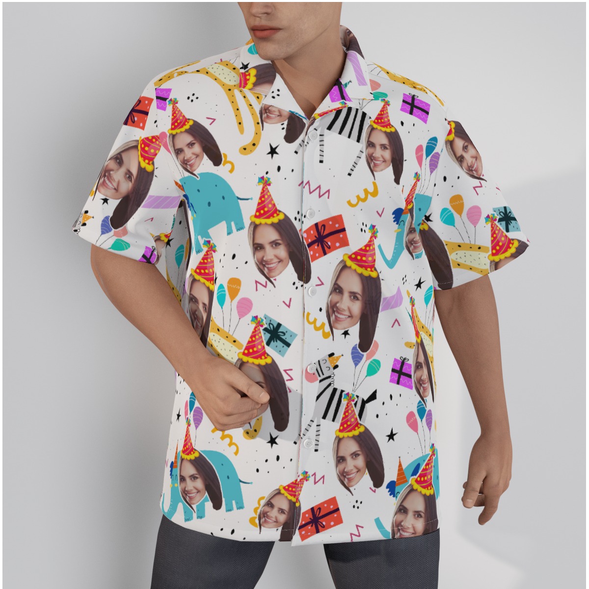 Cute Custom Face Birthday Hawaiian Shirt For Men - variant image 1