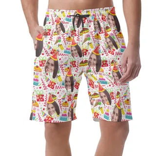 Funny Custom Face Theme Birthday Party Hawaiian Shorts For Men