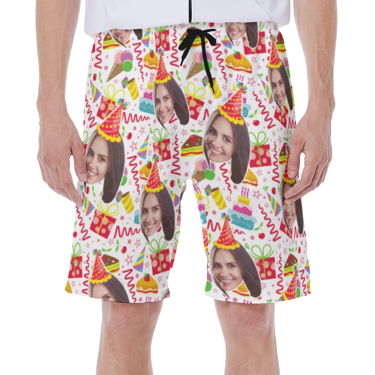 Happy Birthday Custom Face Hawaiian Swim Trunks For Men - variant image 1