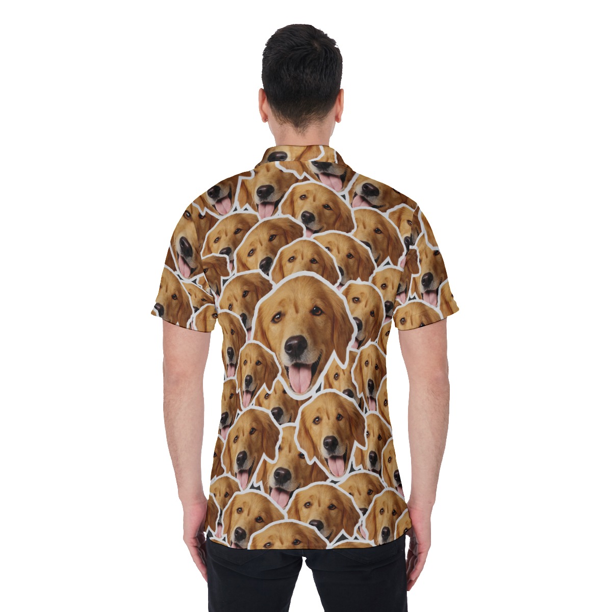 Personalized Hawaiian Polo Shirt With Multiple Dog Faces