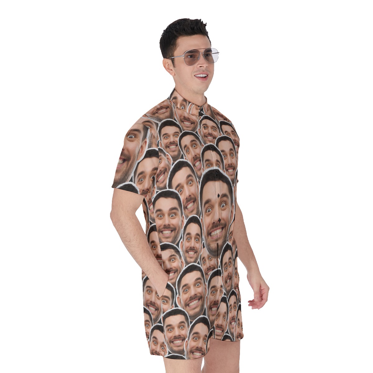 Funny Custom Multi Faces Men's Hawaiian Romper