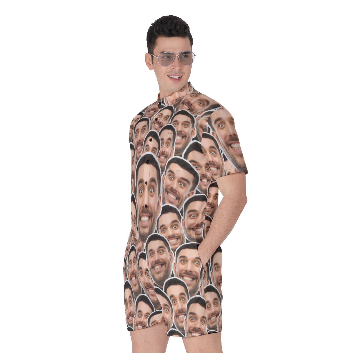 Funny Custom Multi Faces Men's Hawaiian Romper