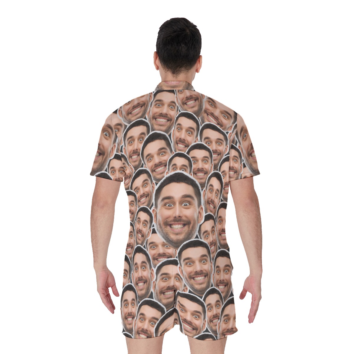 Funny Custom Multi Faces Men's Hawaiian Romper