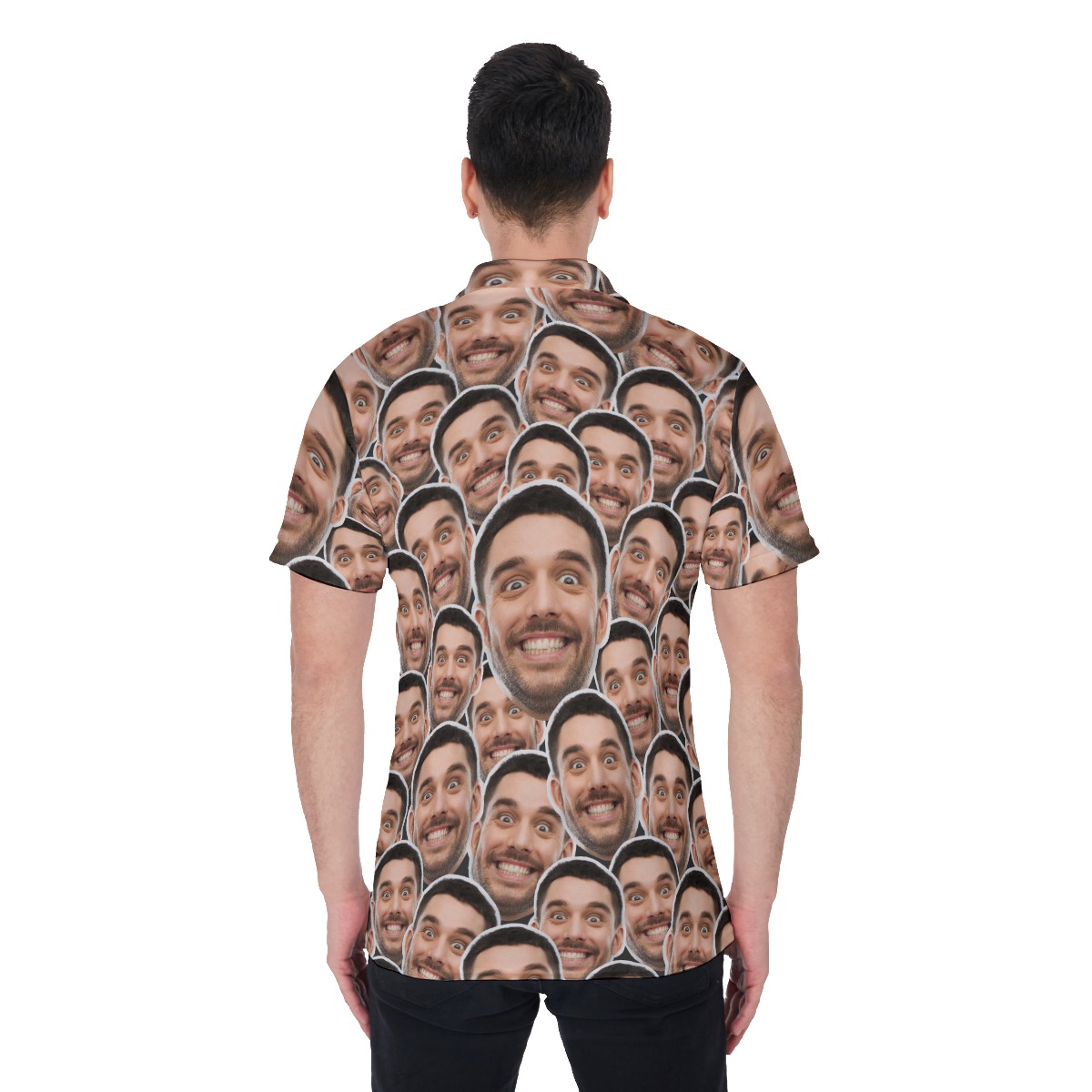 Unique Custom Multiple Faces Hawaiian Polo Shirt For Men