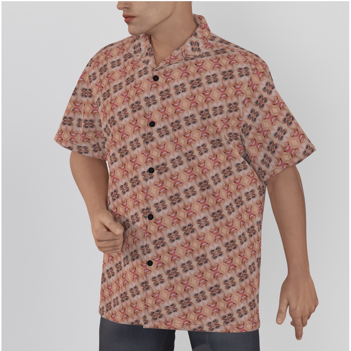 Funny Custom Face Hawaiian Shirt With Optical Illusion Personalised Pattern Design