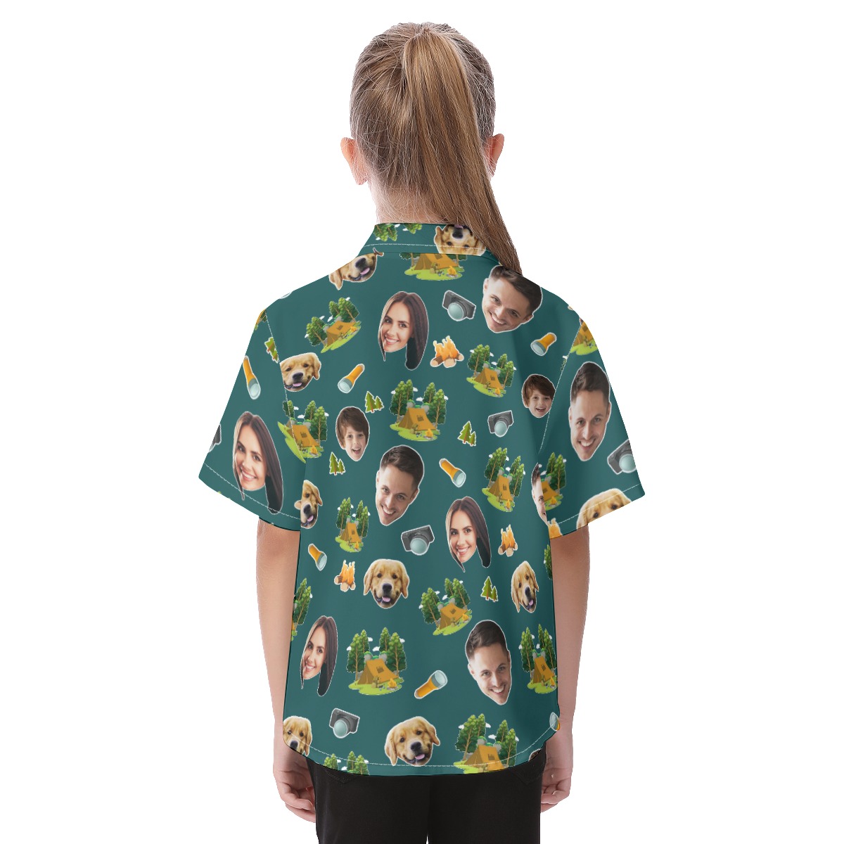 Cute Custom Face Camping Hawaiian Shirt For Kids