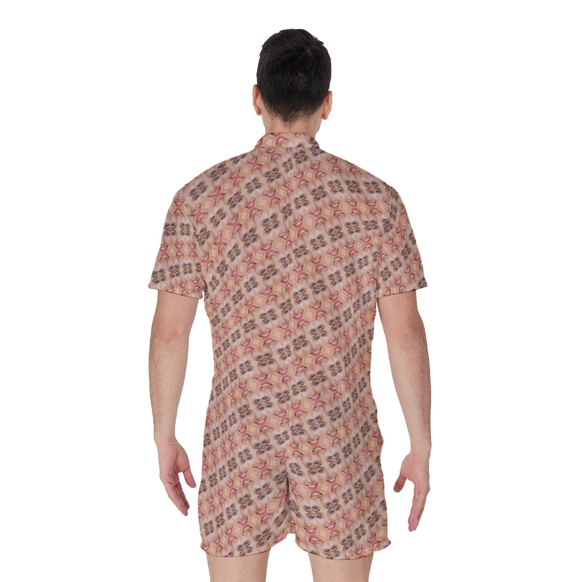 Unique Custom Face Pattern Hawaiian Romper For Men