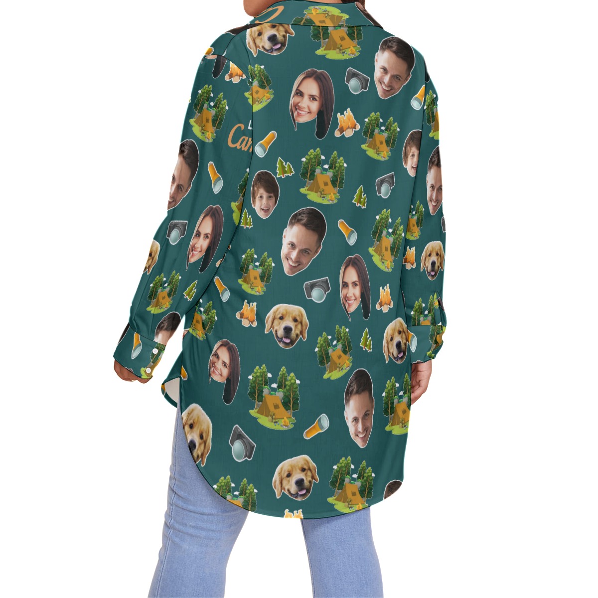 Family Camping Custom Face Hawaiian Plus Size Shirt