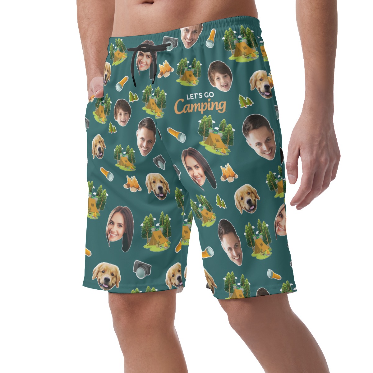 Family Camping Custom Hawaiian Shorts With Multiples Faces