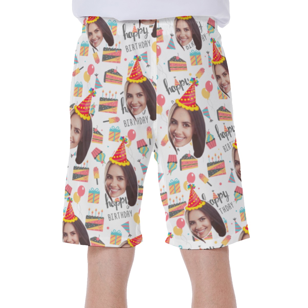 Custom Face Happy Birthday Hawaiian Swim Trunks For Men