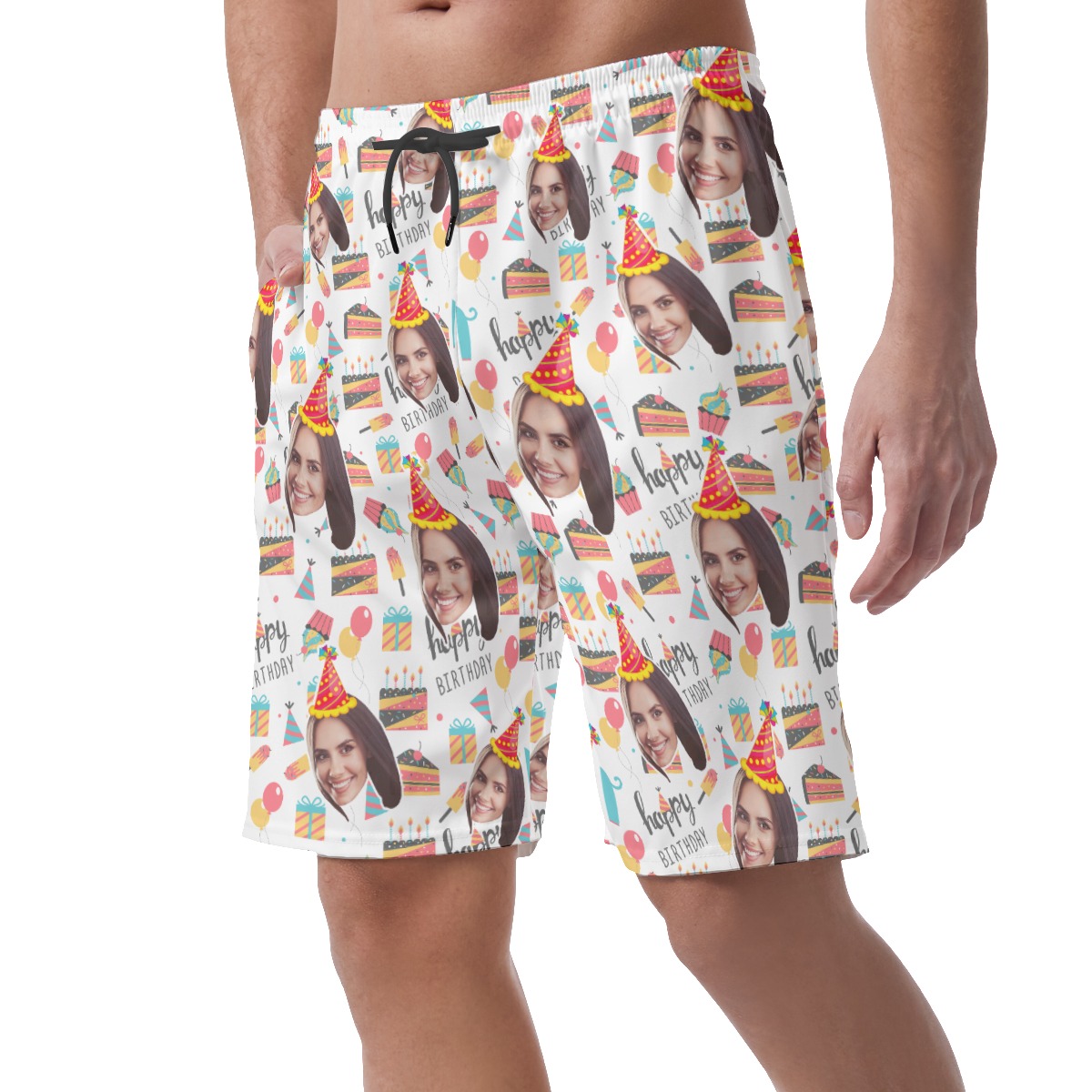 Custom Face Hawaiian Beach Shorts Theme Birthday