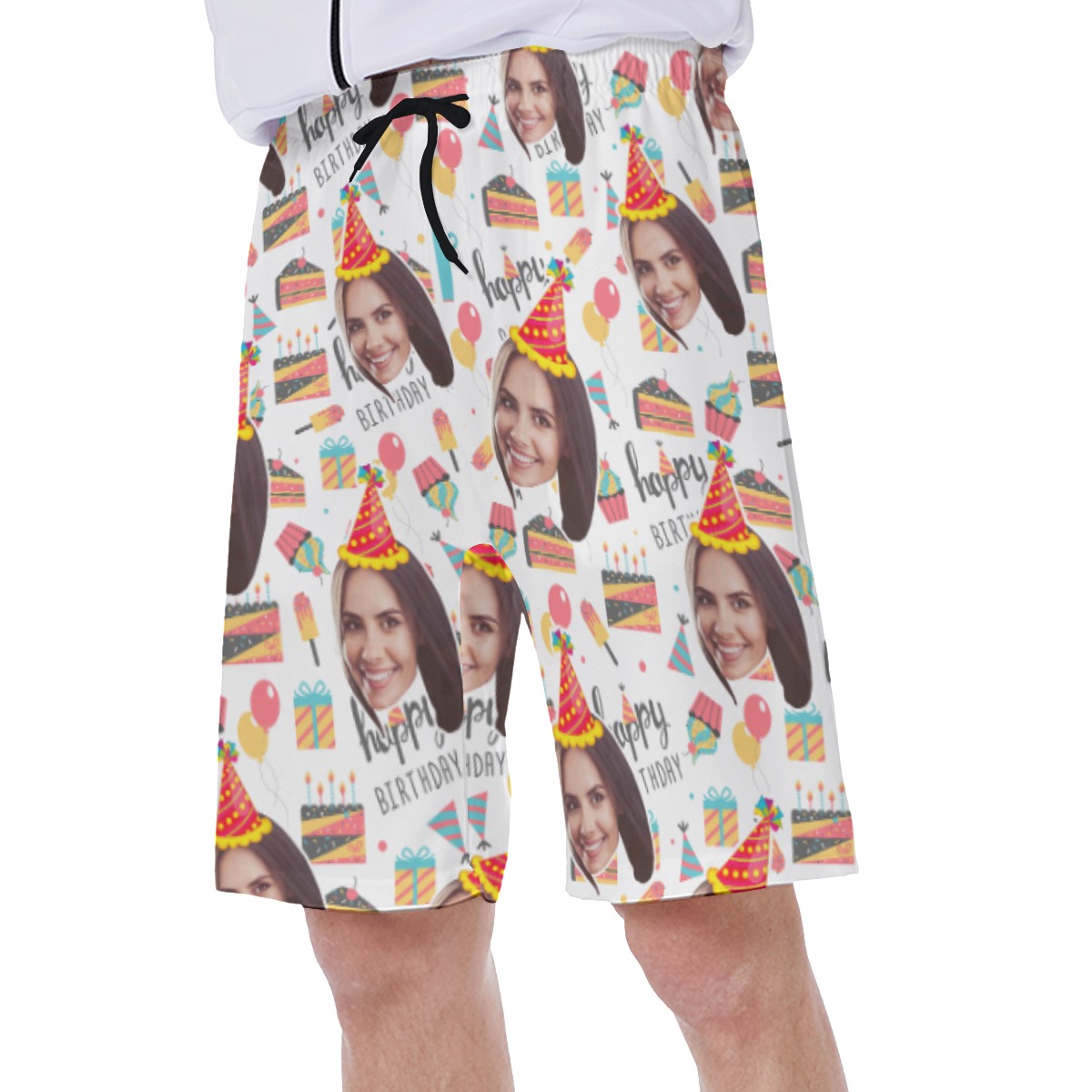 Custom Face Happy Birthday Hawaiian Swim Trunks For Men
