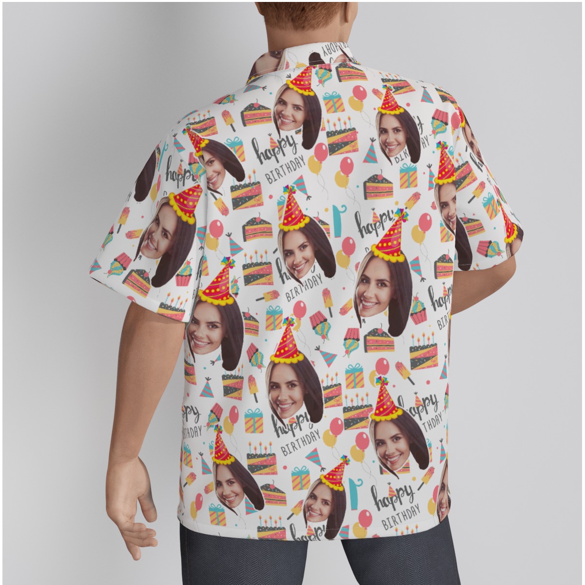 Unique Happy Birthday Custom Face Men's Hawaiian Shirt