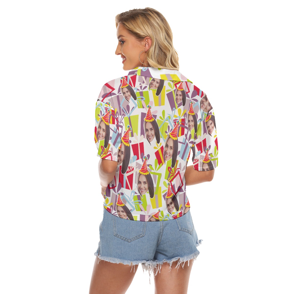 Birthday Gift Custom Face Aloha Crop Top Shirt