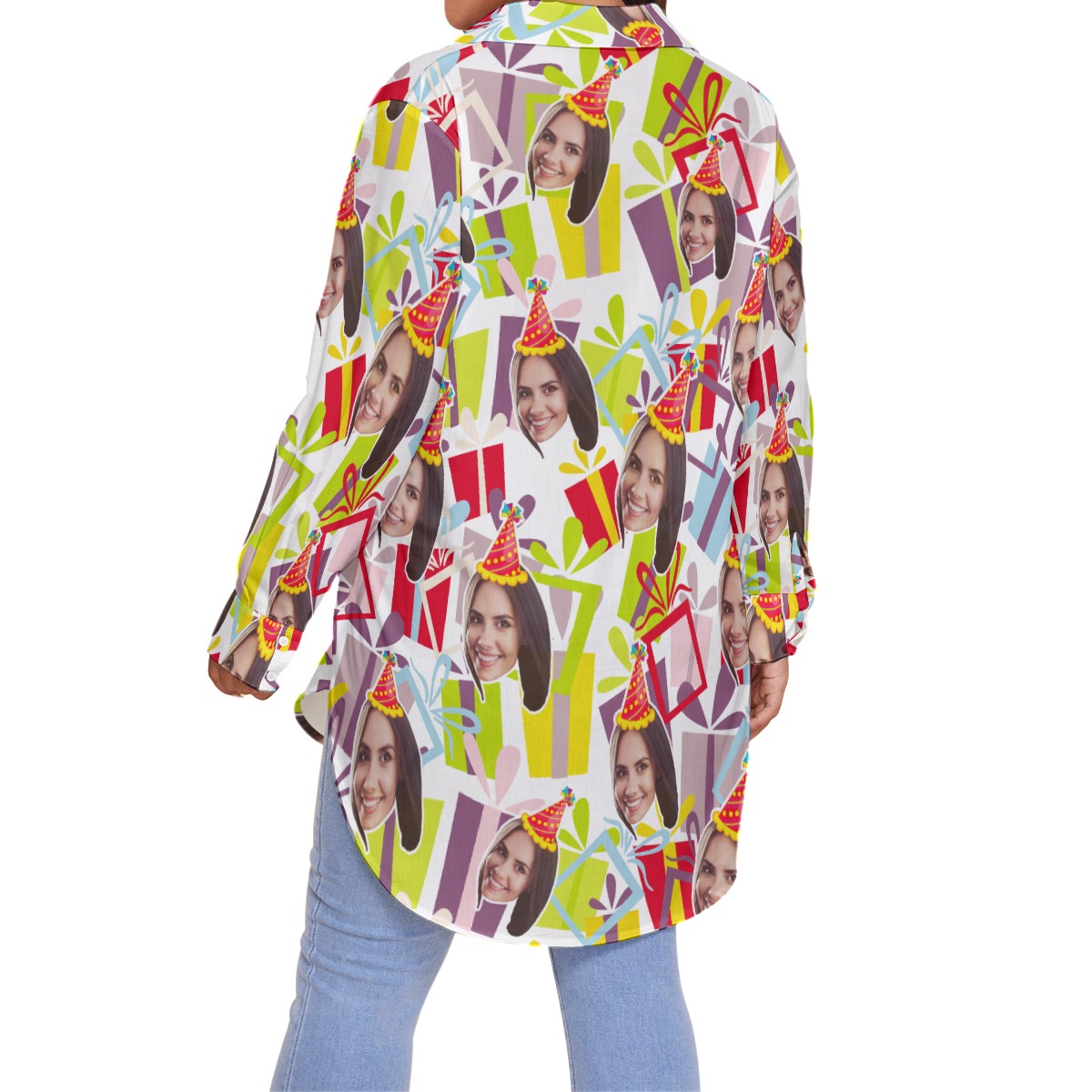 Custom Face Birthday Gift Hawaiian Plus Size Shirt For Women