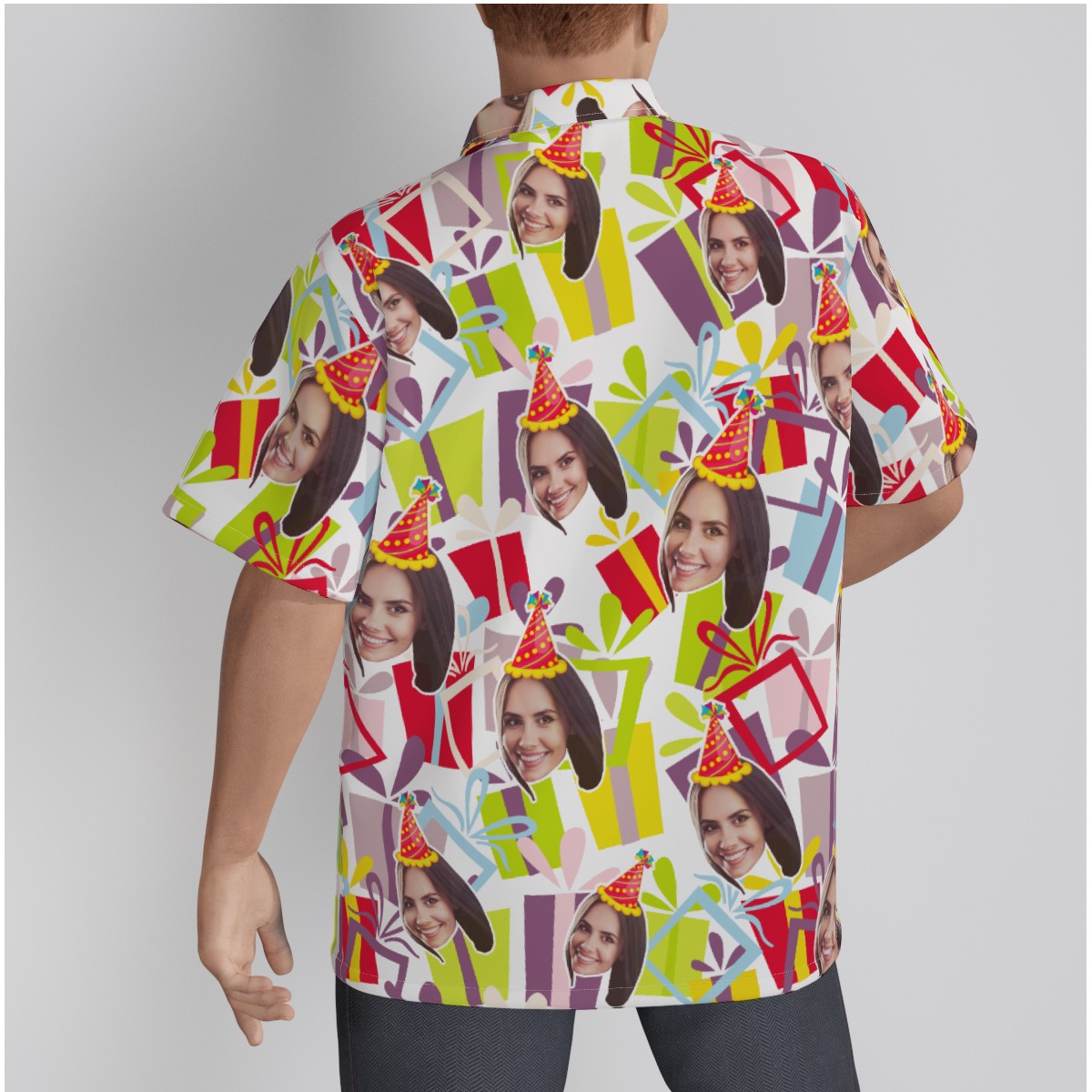 Funny Birthday Gift Custom Face Men's Hawaiian Shirt