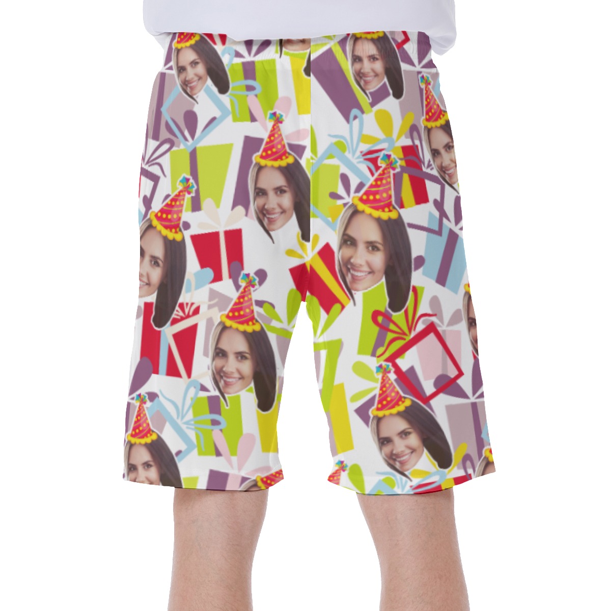 Funny Birthday Custom Face Hawaiian Swim Trunks For Men