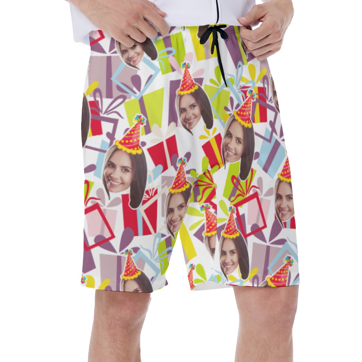 Funny Birthday Custom Face Hawaiian Swim Trunks For Men