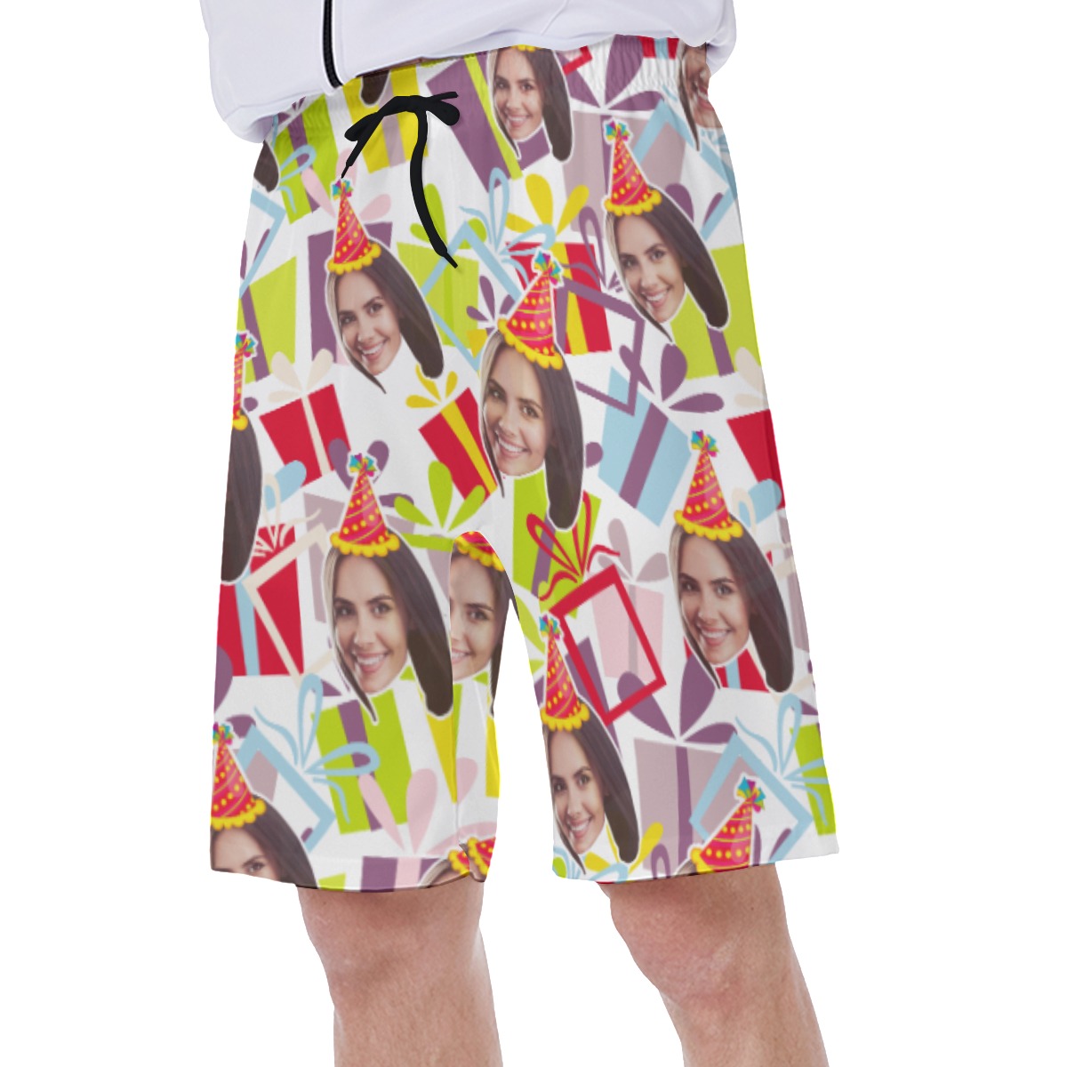 Funny Birthday Custom Face Hawaiian Swim Trunks For Men