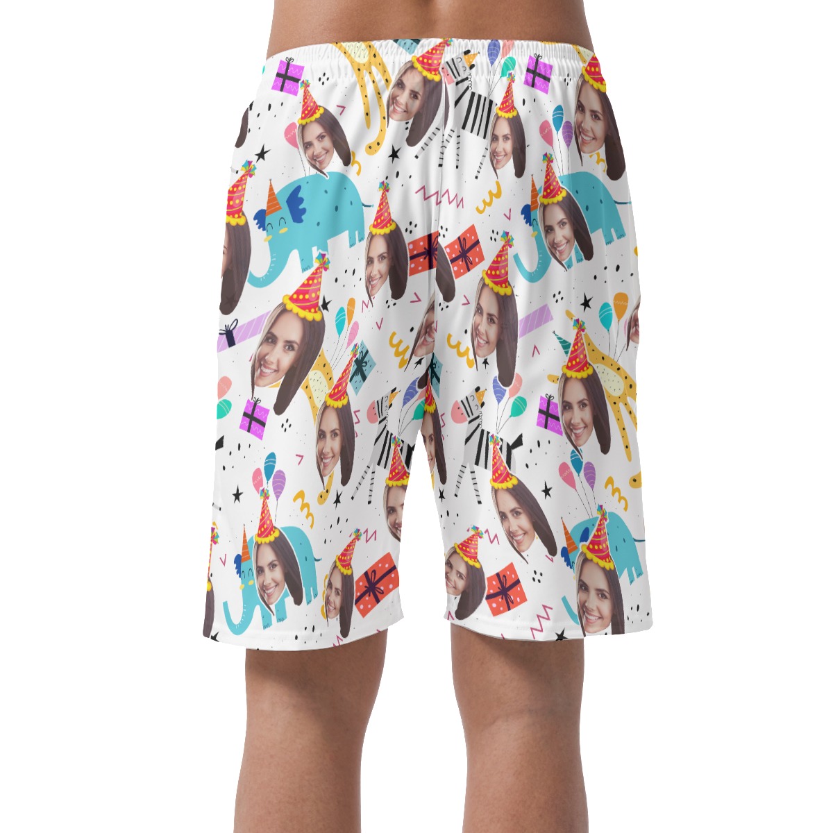 Funny Custom Face Birthday Hawaiian Summer Beach Shorts For Men
