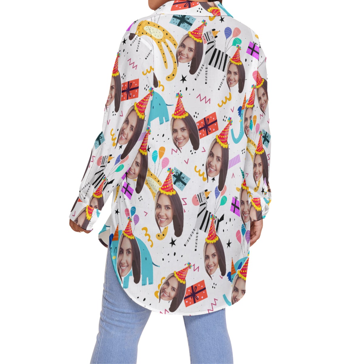 Funny Birthday Custom Face Hawaiian Plus Size Shirt For Women