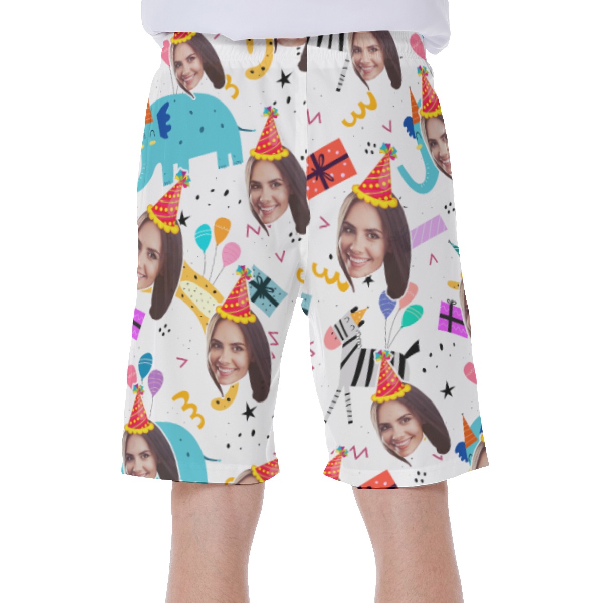 Birthday Custom Face Hawaiian Swim Trunks For Men