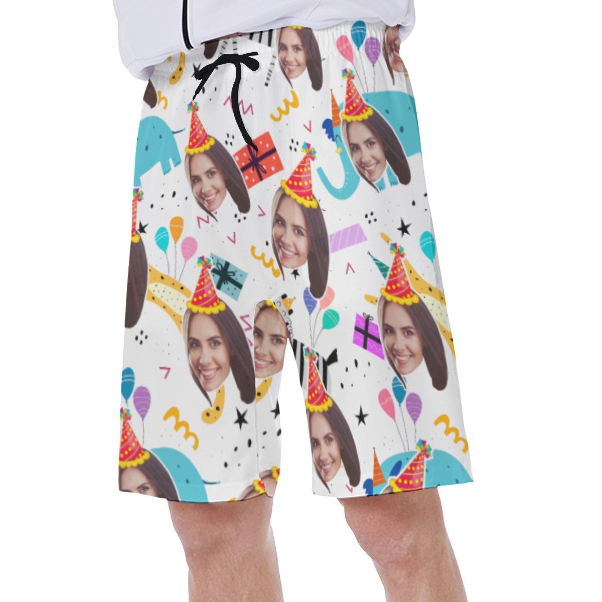 Birthday Custom Face Hawaiian Swim Trunks For Men