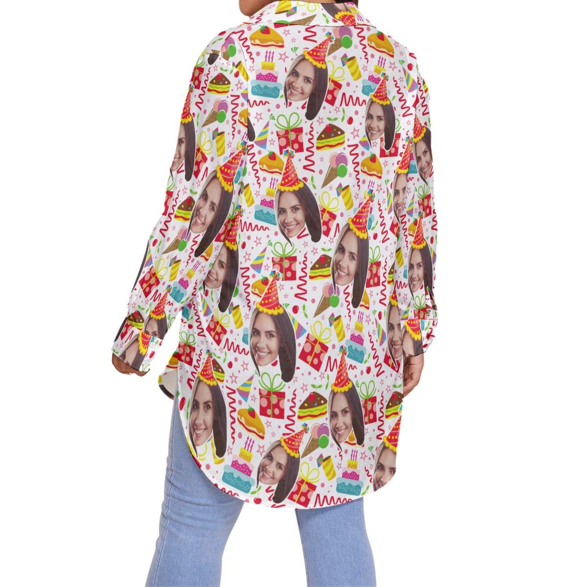 Custom Face Theme Birthday Hawaiian Plus Size Shirt For Women