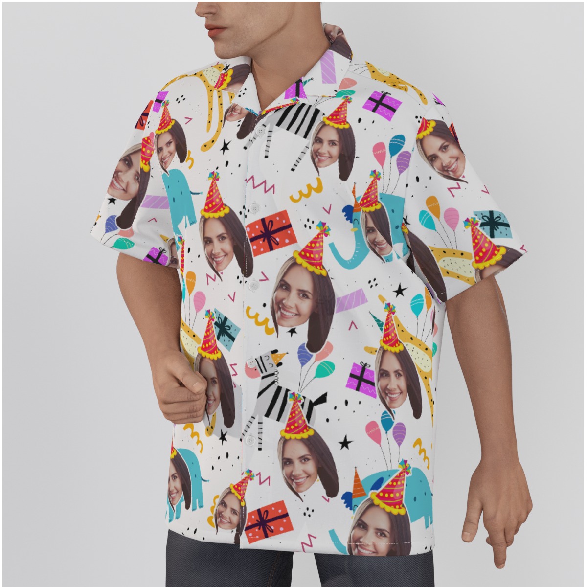 Cute Custom Face Birthday Hawaiian Shirt For Men