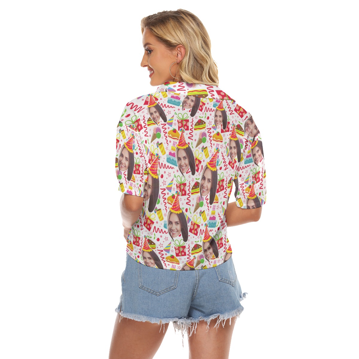 Birthday Gift Custom Face Hawaiian Crop Top Shirt For Women