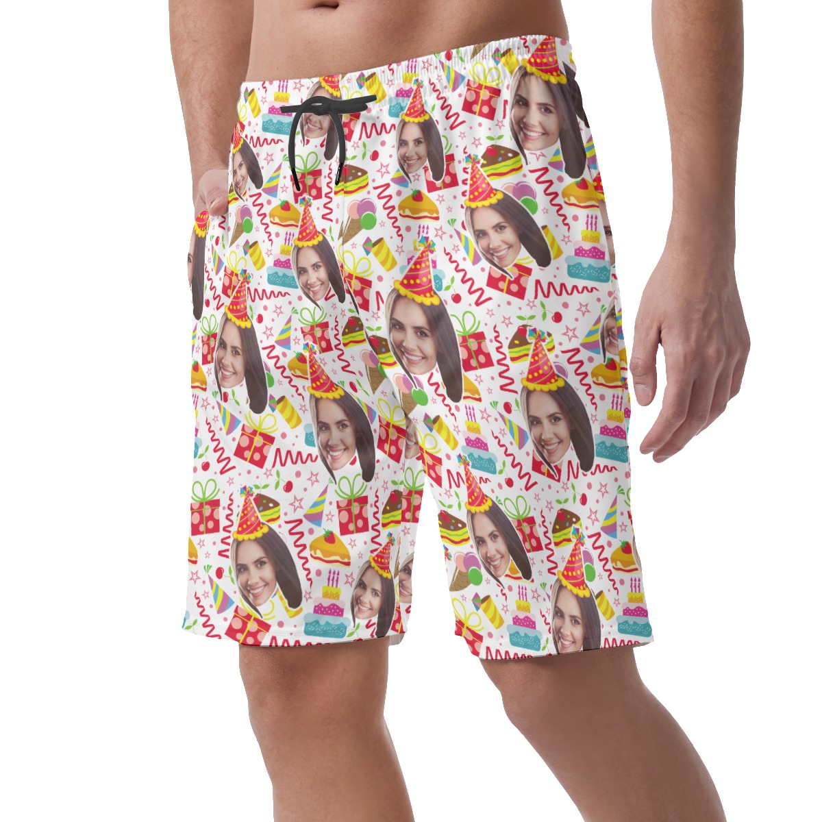 Funny Custom Face Theme Birthday Party Hawaiian Shorts For Men